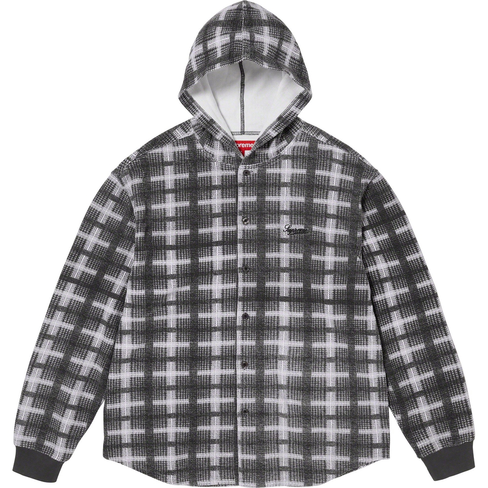 Details on Hooded Plaid Knit Shirt  from fall winter
                                                    2023 (Price is $128)