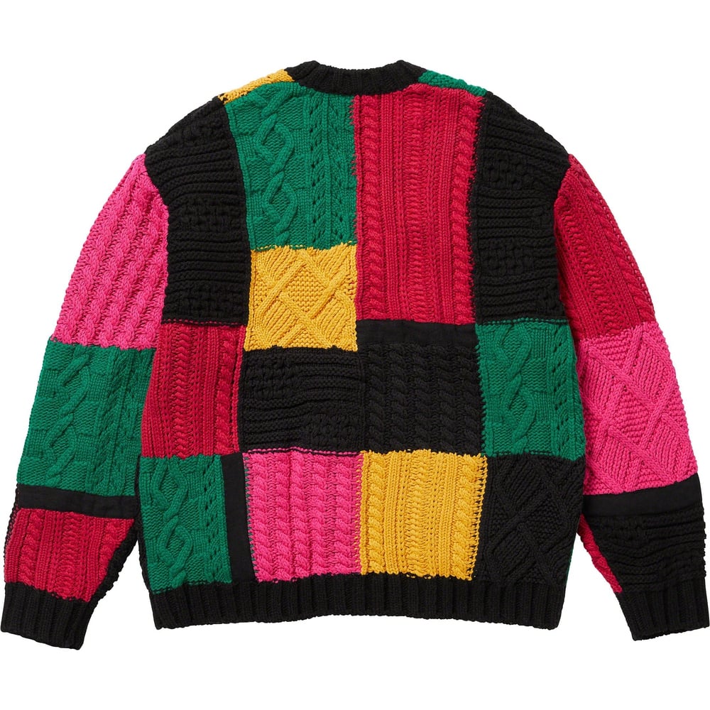 Details on Patchwork Cable Knit Cardigan  from fall winter
                                                    2023 (Price is $198)