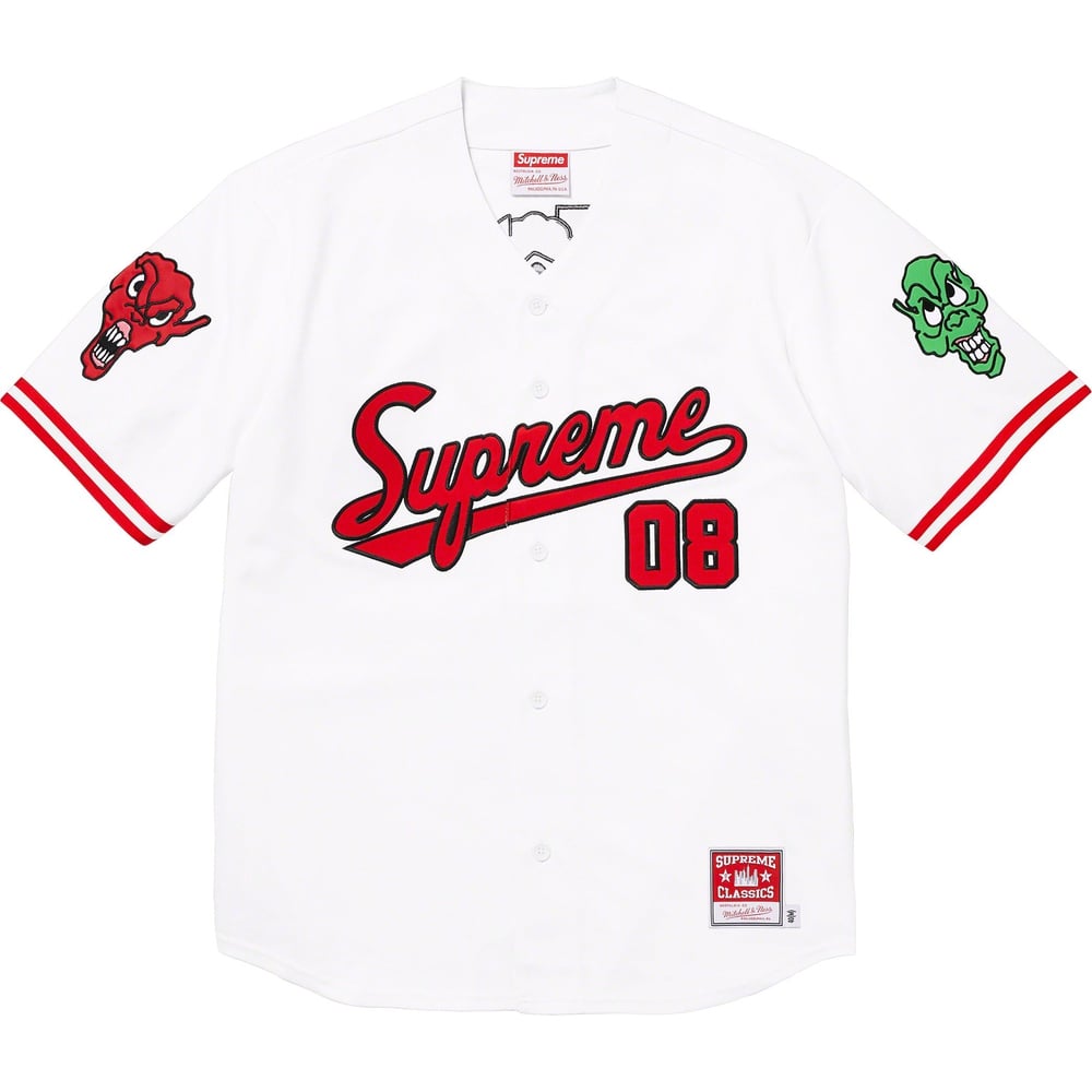 Details on Supreme Mitchell & Ness Downtown Hell Baseball Jersey  from fall winter
                                                    2023 (Price is $188)