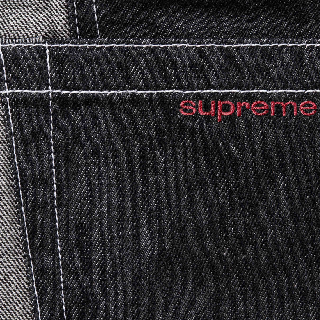 Supreme 2-Tone Paneled Baggy Jean (FW24) - Black - $188