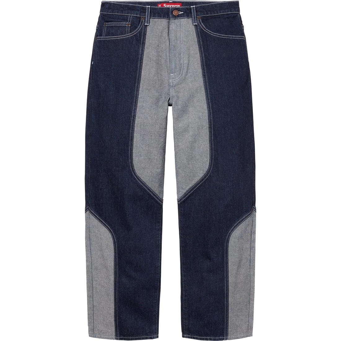 Supreme 2-Tone Paneled Baggy Jean (FW24) - Blue - $188