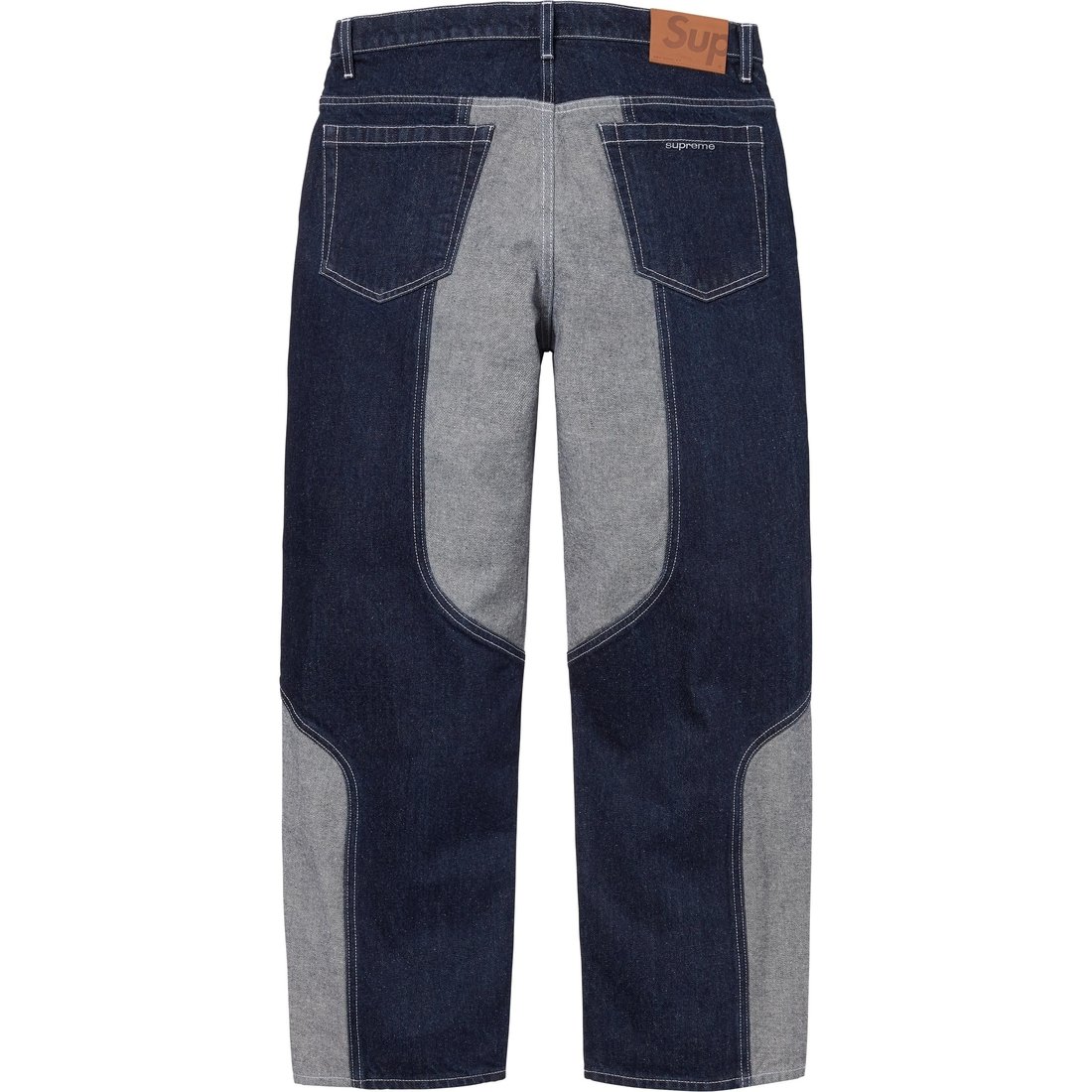 Supreme 2-Tone Paneled Baggy Jean (FW24) - Blue - $188