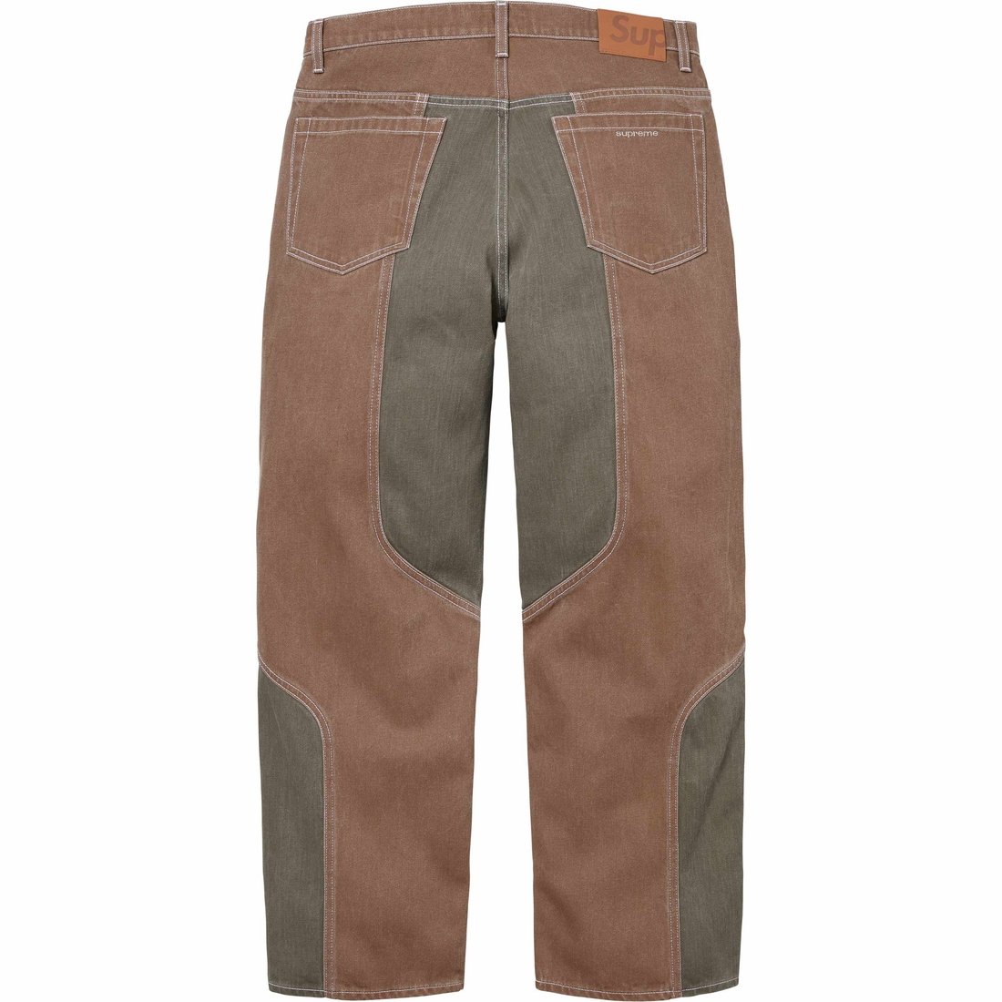 Supreme 2-Tone Paneled Baggy Jean (FW24) - Brown - $188