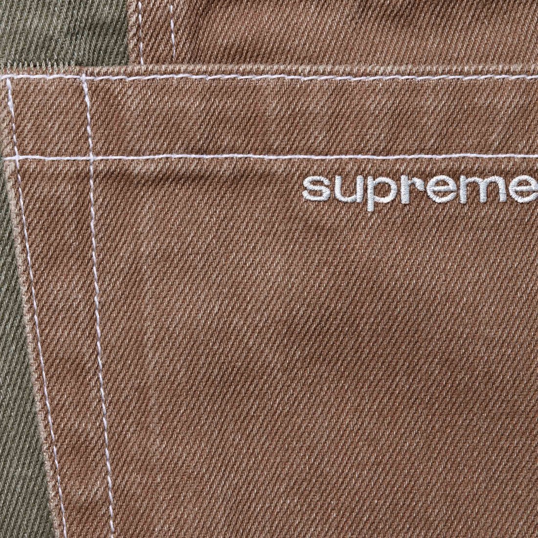 Supreme 2-Tone Paneled Baggy Jean (FW24) - Brown - $188