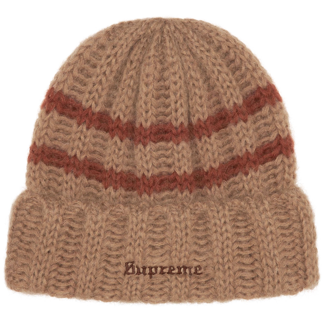 Supreme Brushed Stripe Beanie (FW24) - Camel - $44