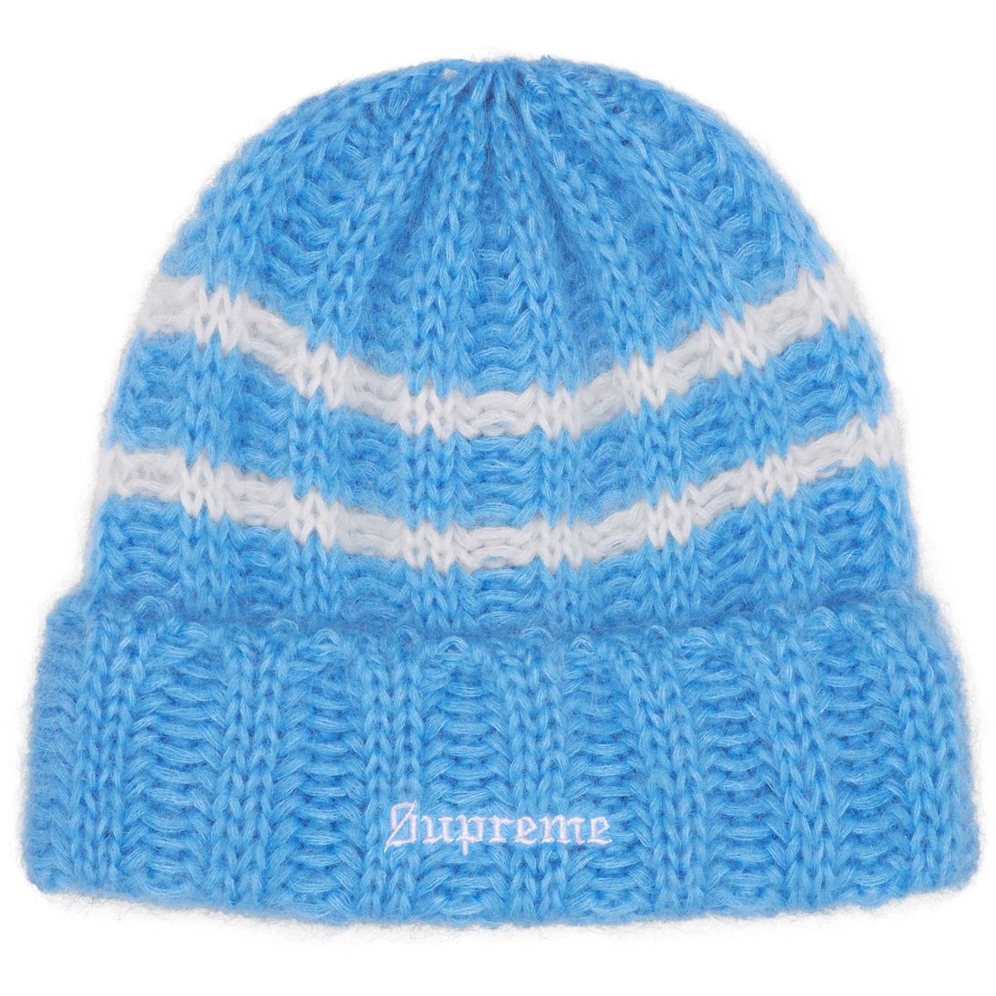 Supreme Brushed Stripe Beanie (FW24) - Light Blue - $44