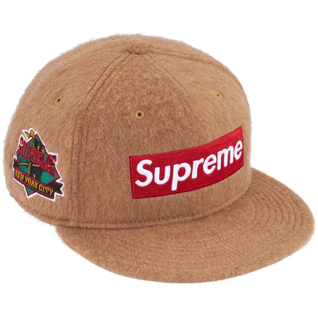 Supreme Brushed Wool Box Logo New Era (FW24) - Camel - $58