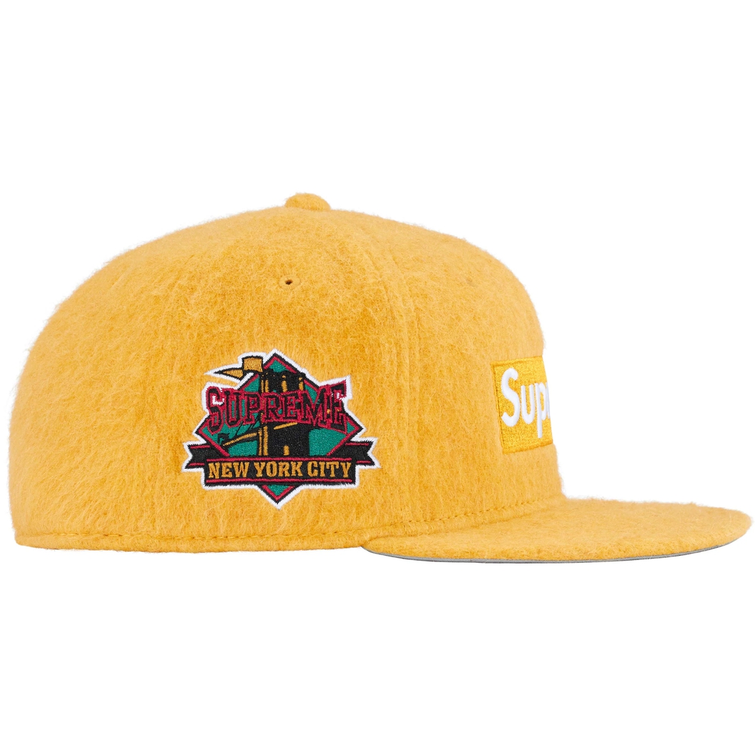 Supreme Brushed Wool Box Logo New Era (FW24) - Dark Yellow - $58