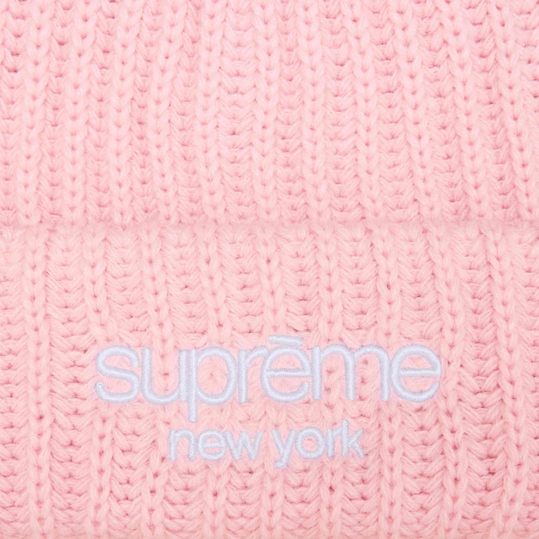 Supreme Classic Logo Chunky Ribbed Beanie (FW24) - Light Pink - $40