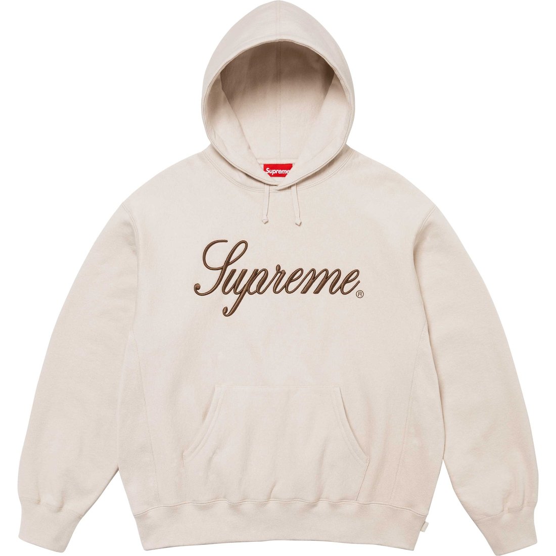 Supreme Embroidered Script Hooded Sweatshirt (FW24) - Stone - $158