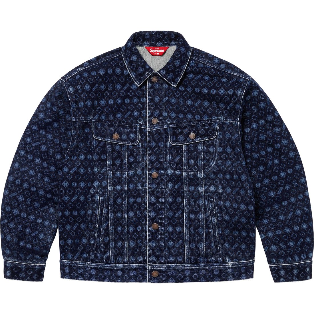 Supreme Flocked Denim Trucker Jacket (FW24) - Blue - $228
