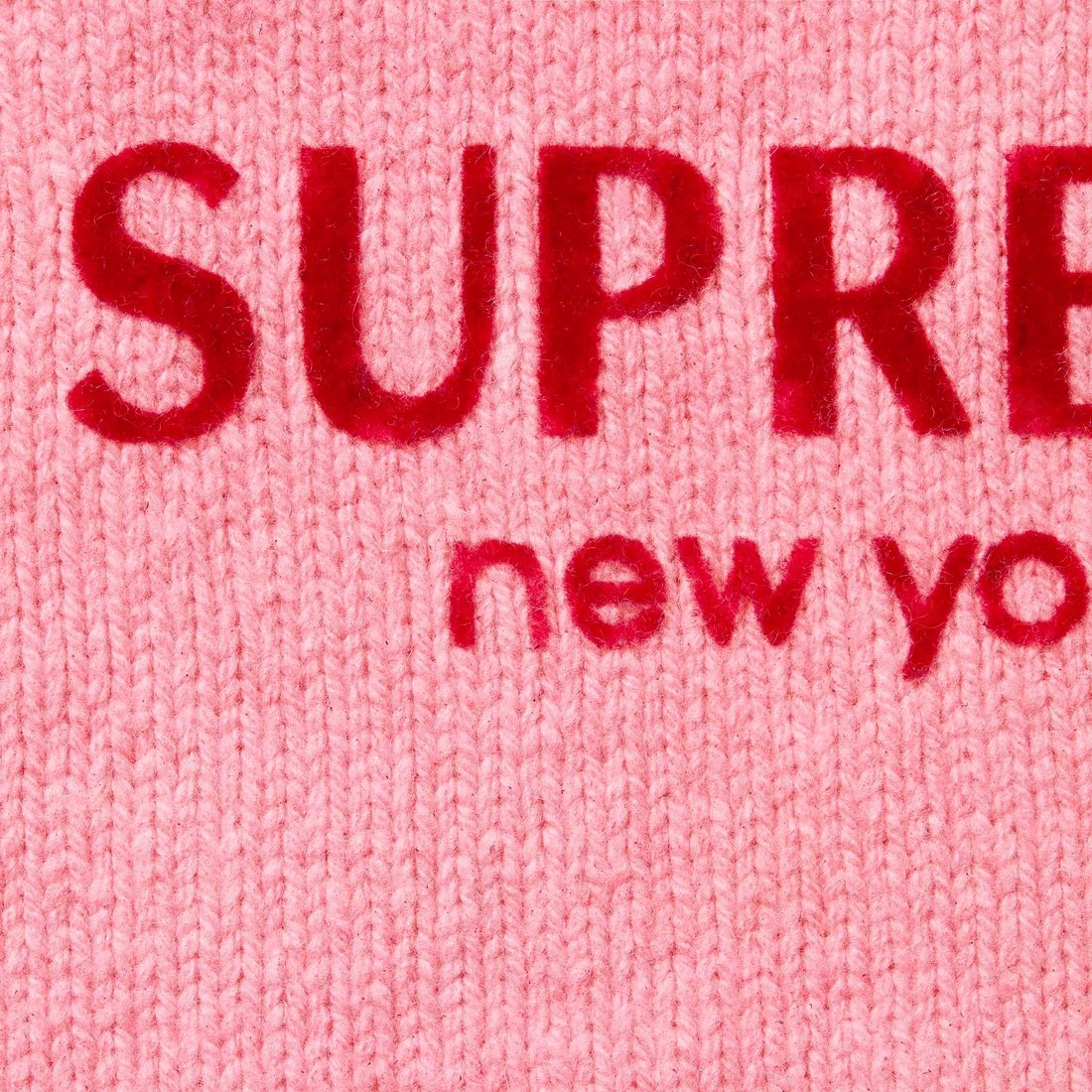 Supreme Flocked Logo Sweater (FW24) - Pink - $168