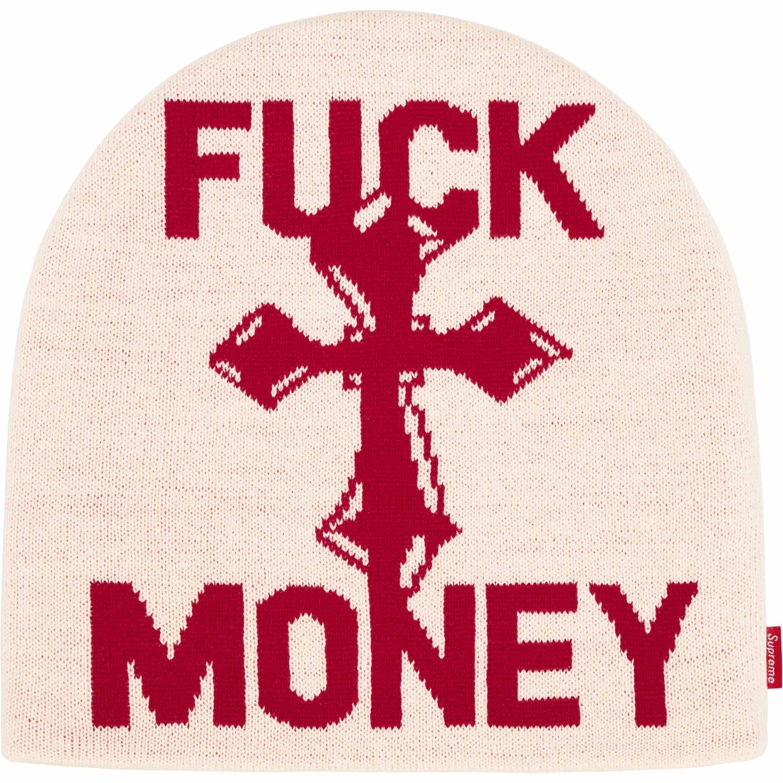 Supreme Fuck Money Beanie (FW24) - Stone - $40