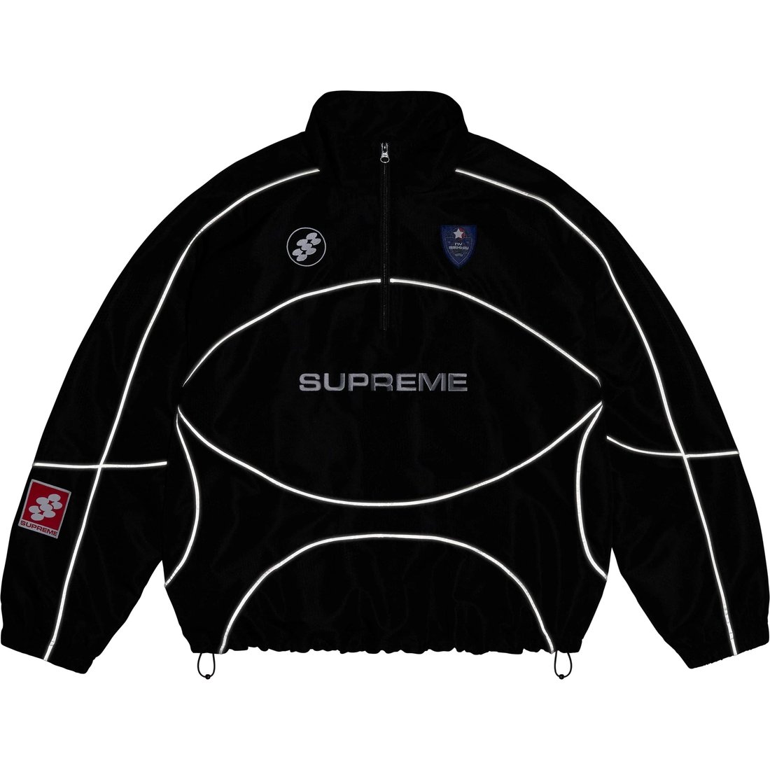 Supreme Reflective Piping Pullover (FW24) - Black - $178