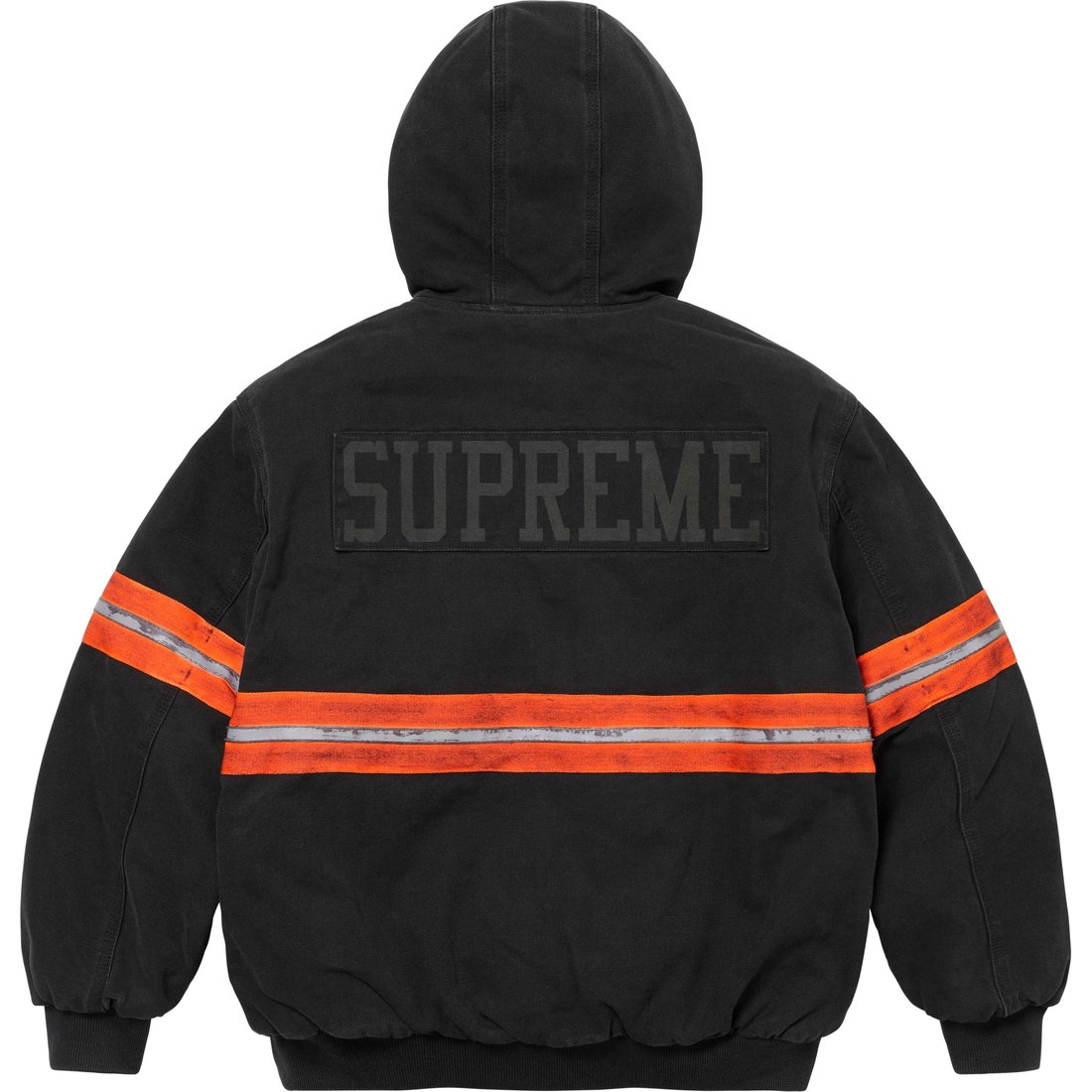 Supreme Reflective Stripe Hooded Work Jacket (FW24) - Black - $328