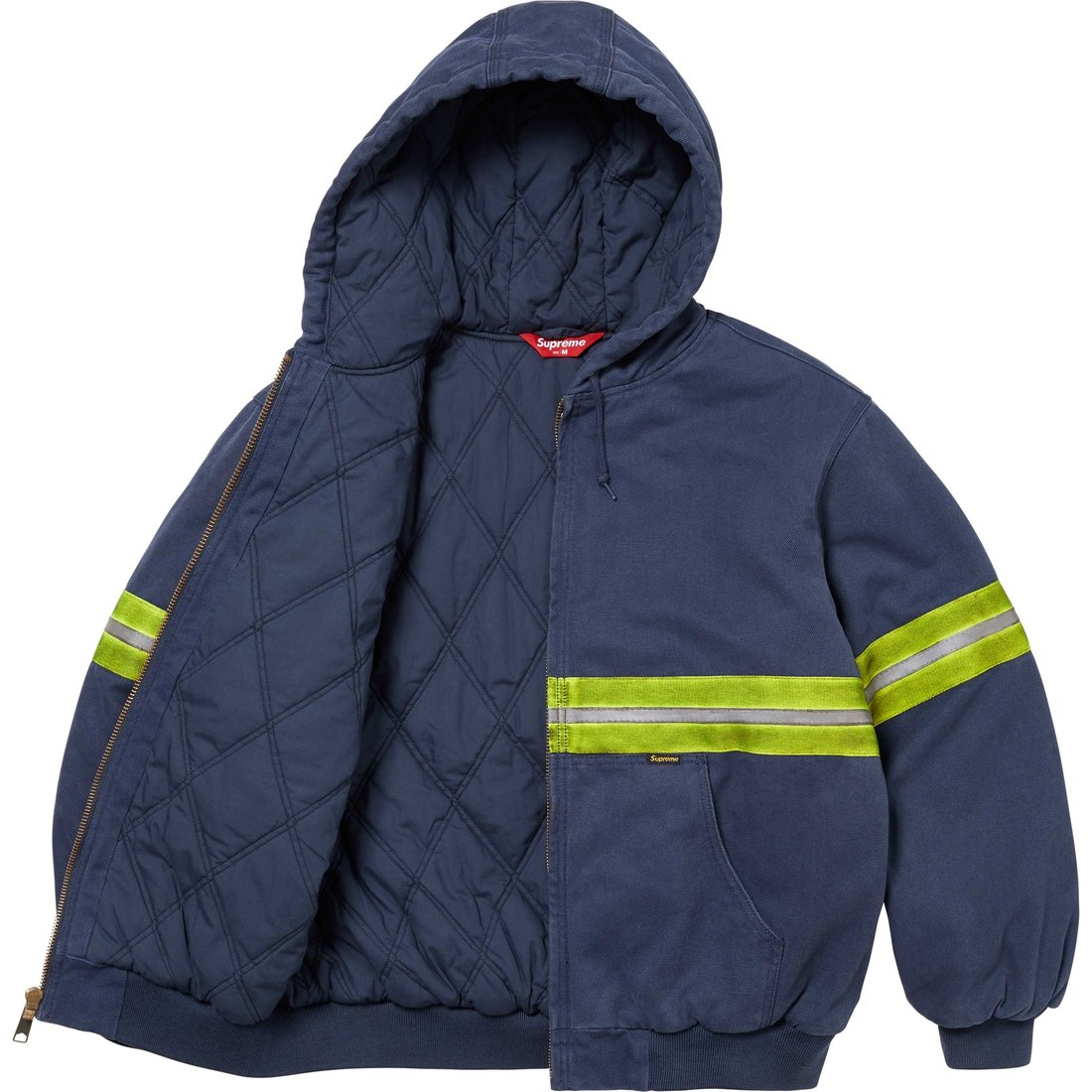Supreme Reflective Stripe Hooded Work Jacket (FW24) - Navy - $328