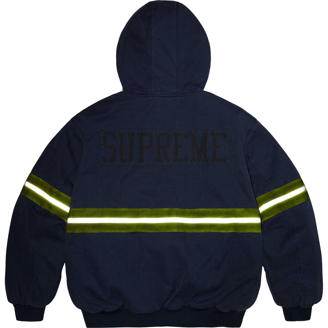Supreme Reflective Stripe Hooded Work Jacket (FW24) - Navy - $328