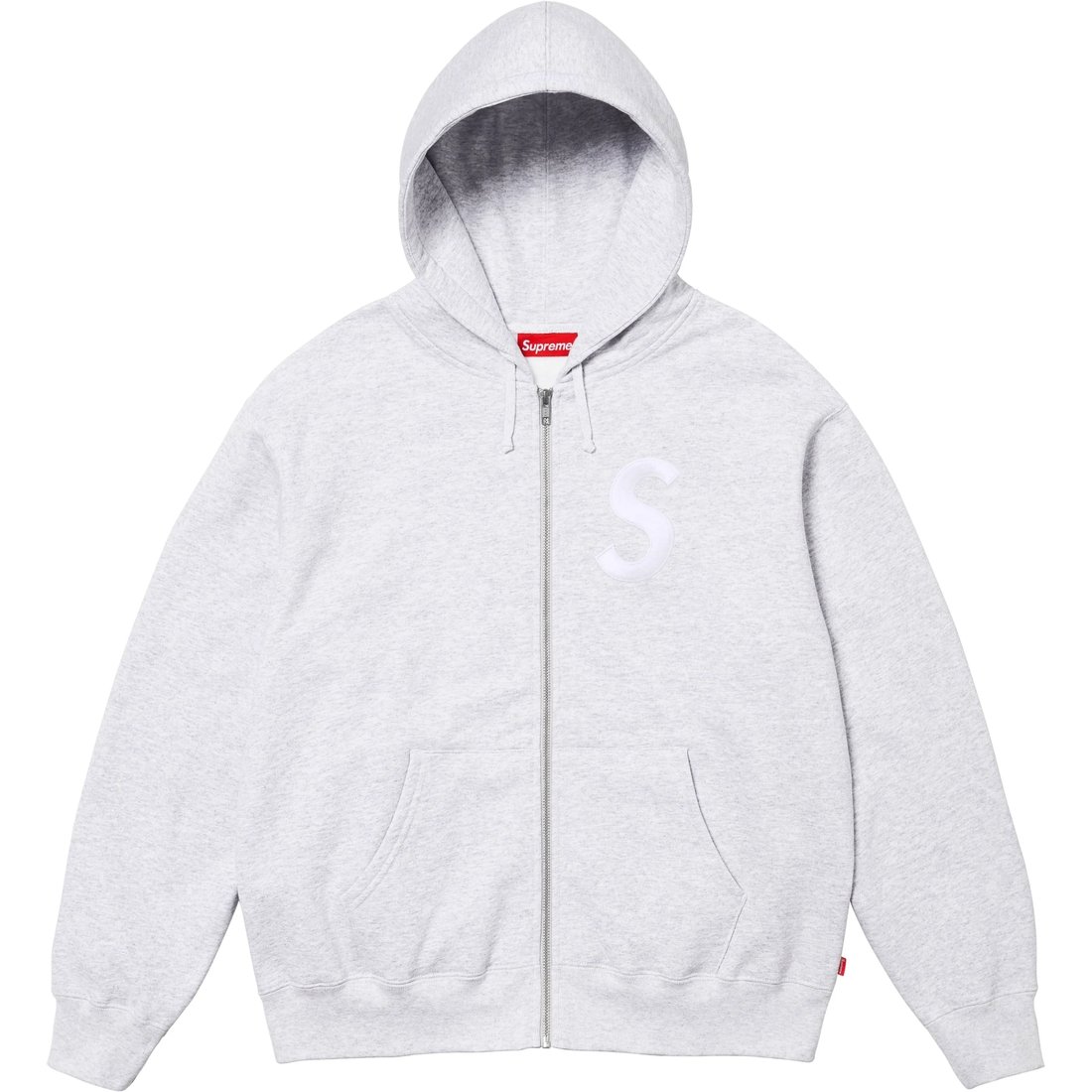 Supreme S Logo Zip Up Hooded Sweatshirt (FW24) - Ash Grey - $168