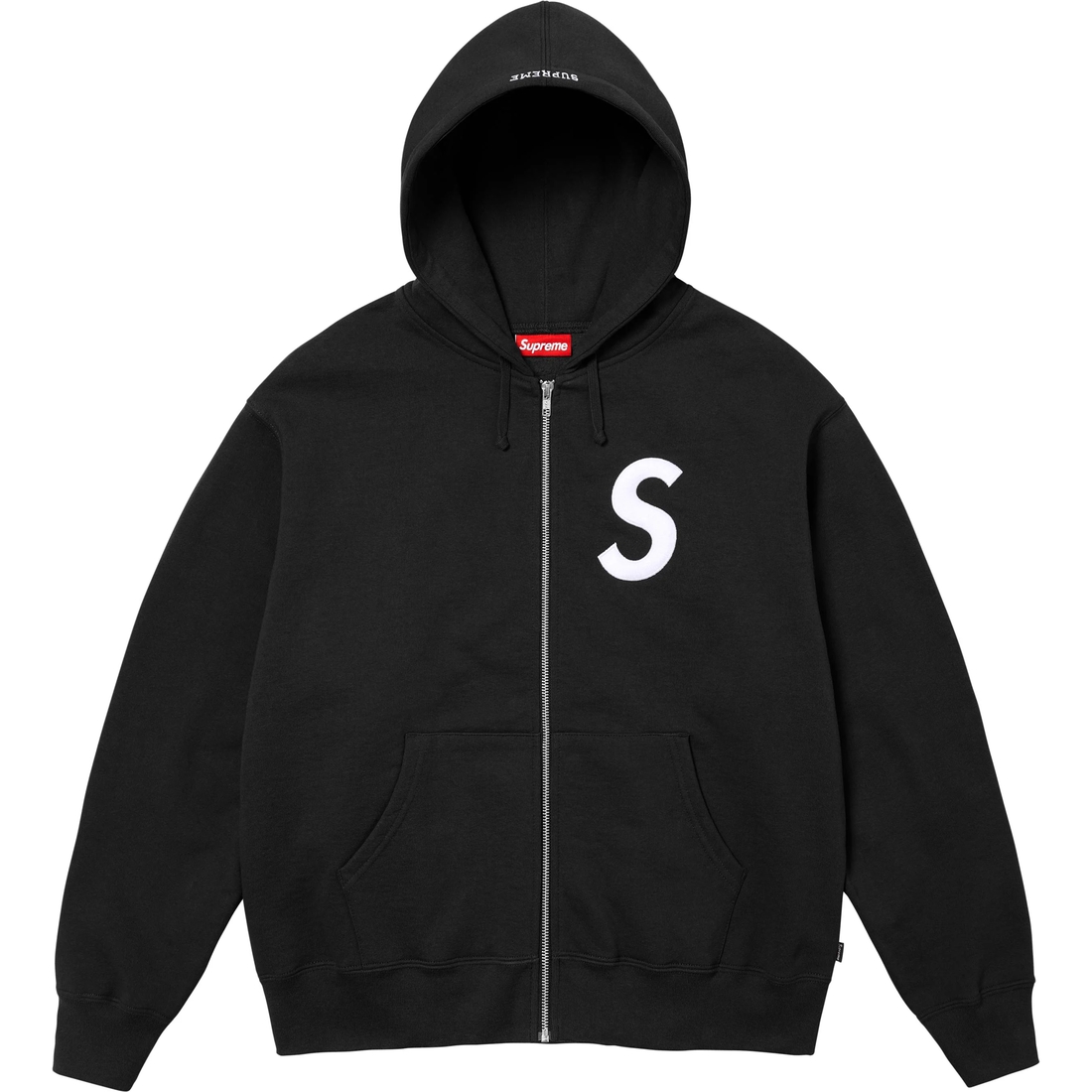 Supreme S Logo Zip Up Hooded Sweatshirt (FW24) - Black - $168