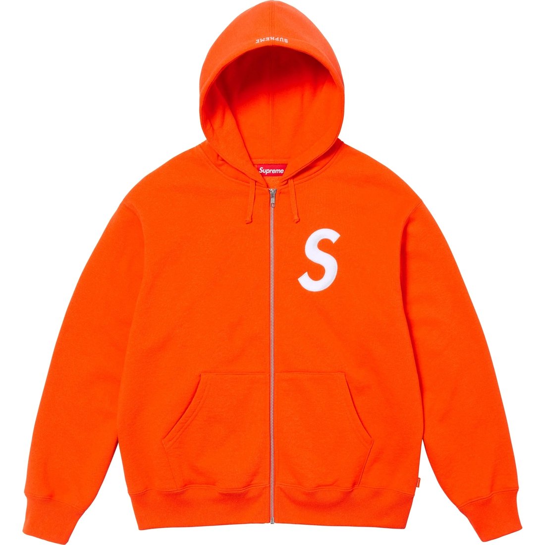 Supreme S Logo Zip Up Hooded Sweatshirt (FW24) - Bright Orange - $168