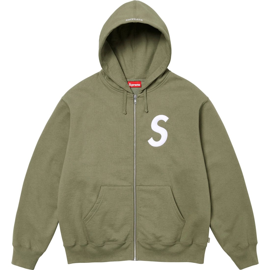 Supreme S Logo Zip Up Hooded Sweatshirt (FW24) - Light Olive - $168