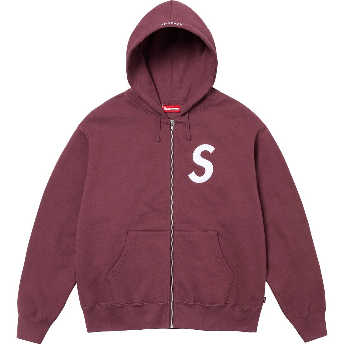 Supreme S Logo Zip Up Hooded Sweatshirt (FW24) - Maroon - $168