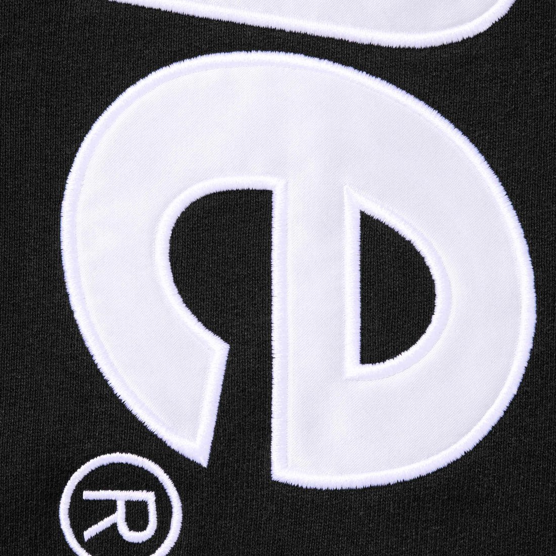 Supreme Satin Appliqué Hooded Sweatshirt (FW24) - Black - $158