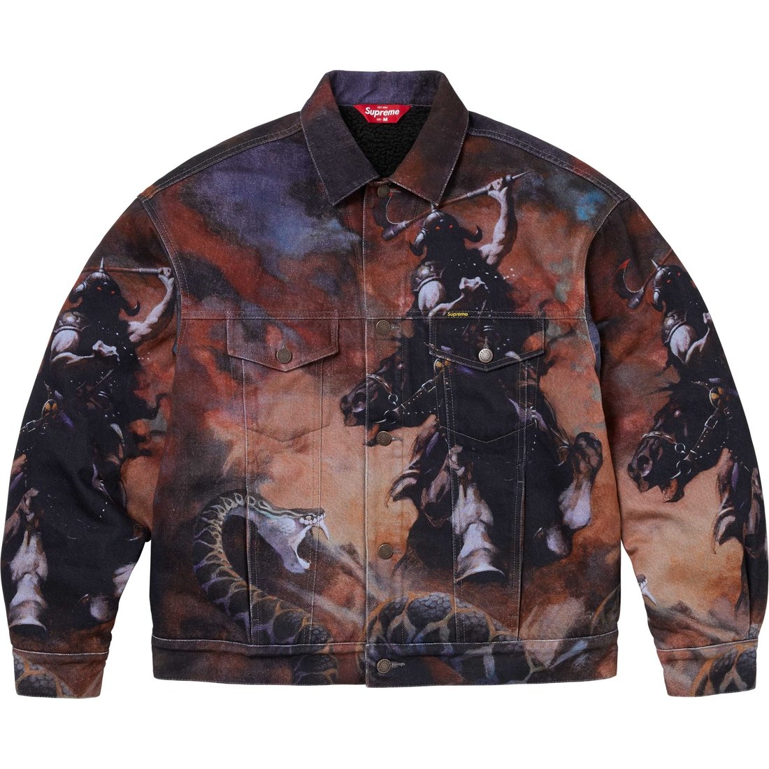 Supreme Supreme Frank Frazetta Faux Shearling Lined Trucker Jacket (FW24) - Multicolor - $348