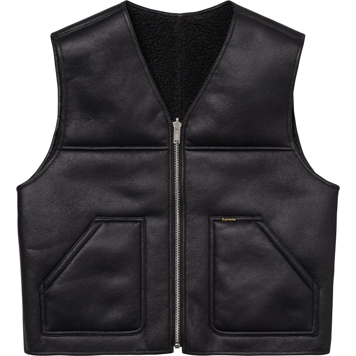Supreme Reversible Faux Shearling Vest (FW24) - Black - $188