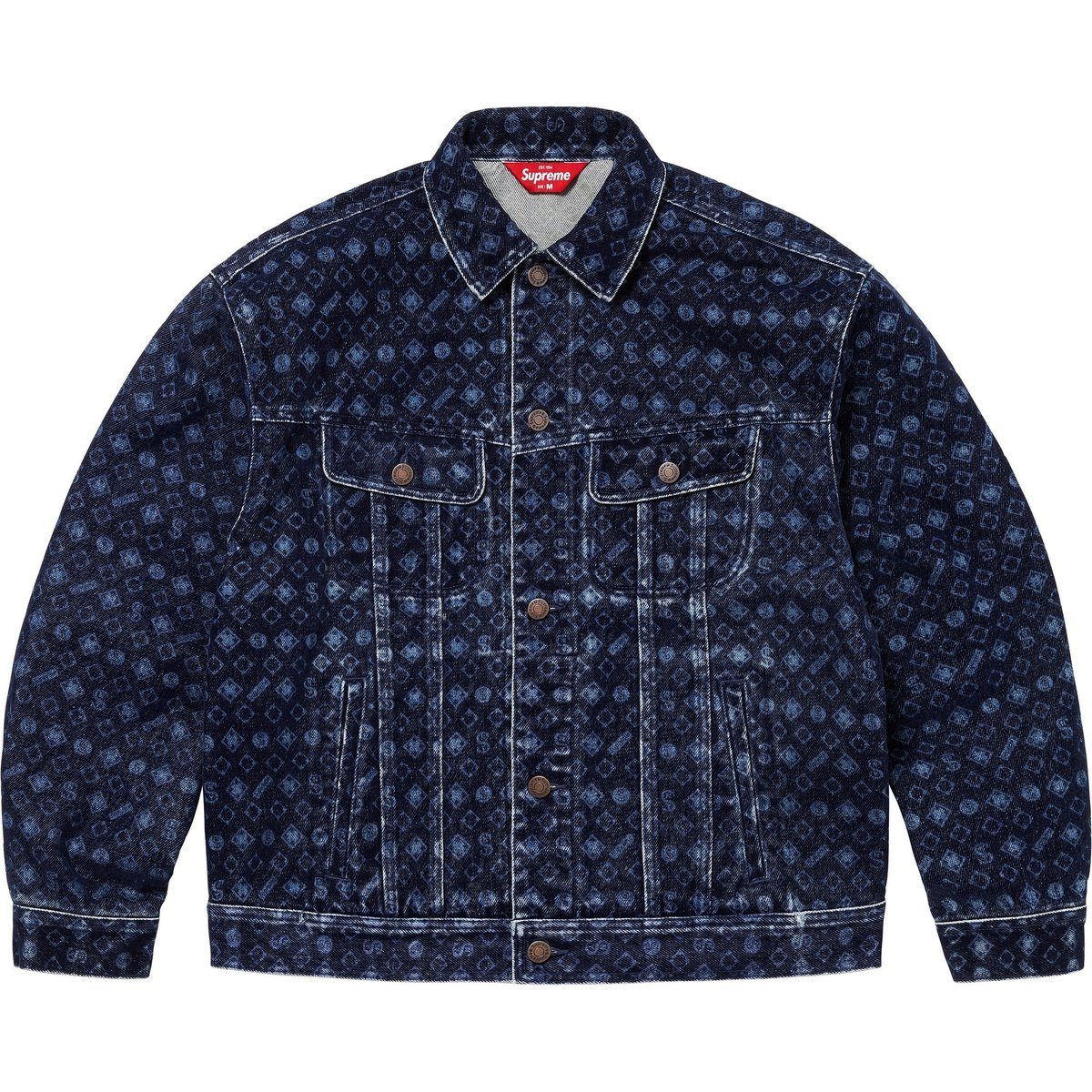 Supreme Flocked Denim Trucker Jacket (FW24) - Blue - $228