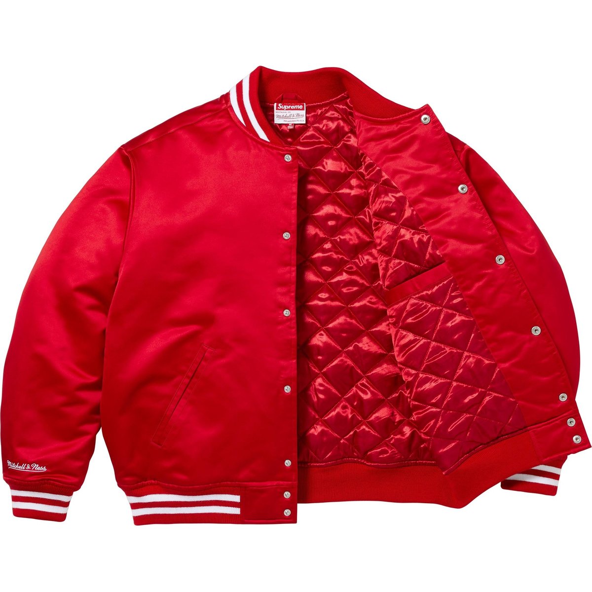 Supreme Supreme Mitchell & Ness Satin Varsity Jacket (FW24) - Red - $248