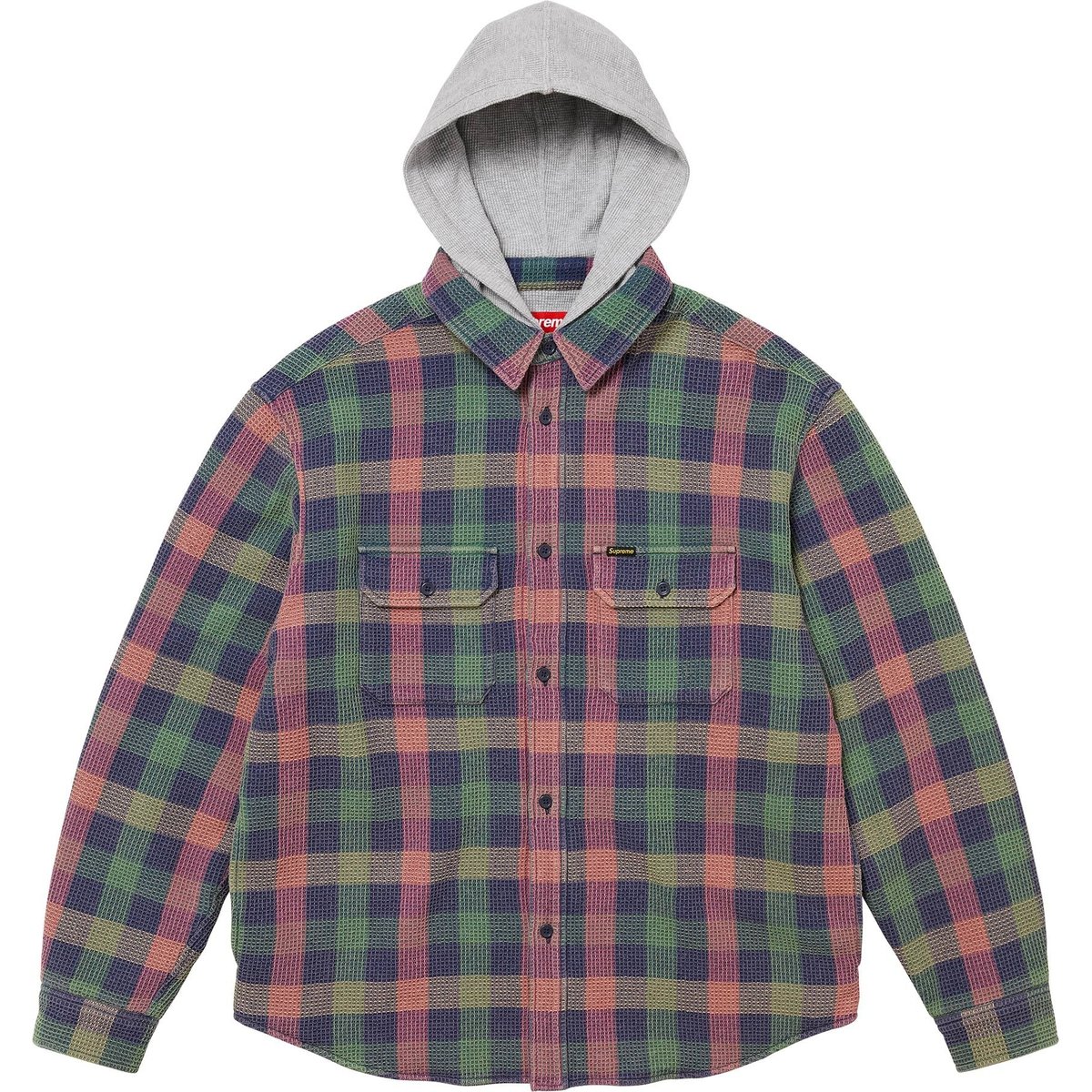 Supreme Waffle Plaid Hooded Shirt (FW24) - Multicolor - $158