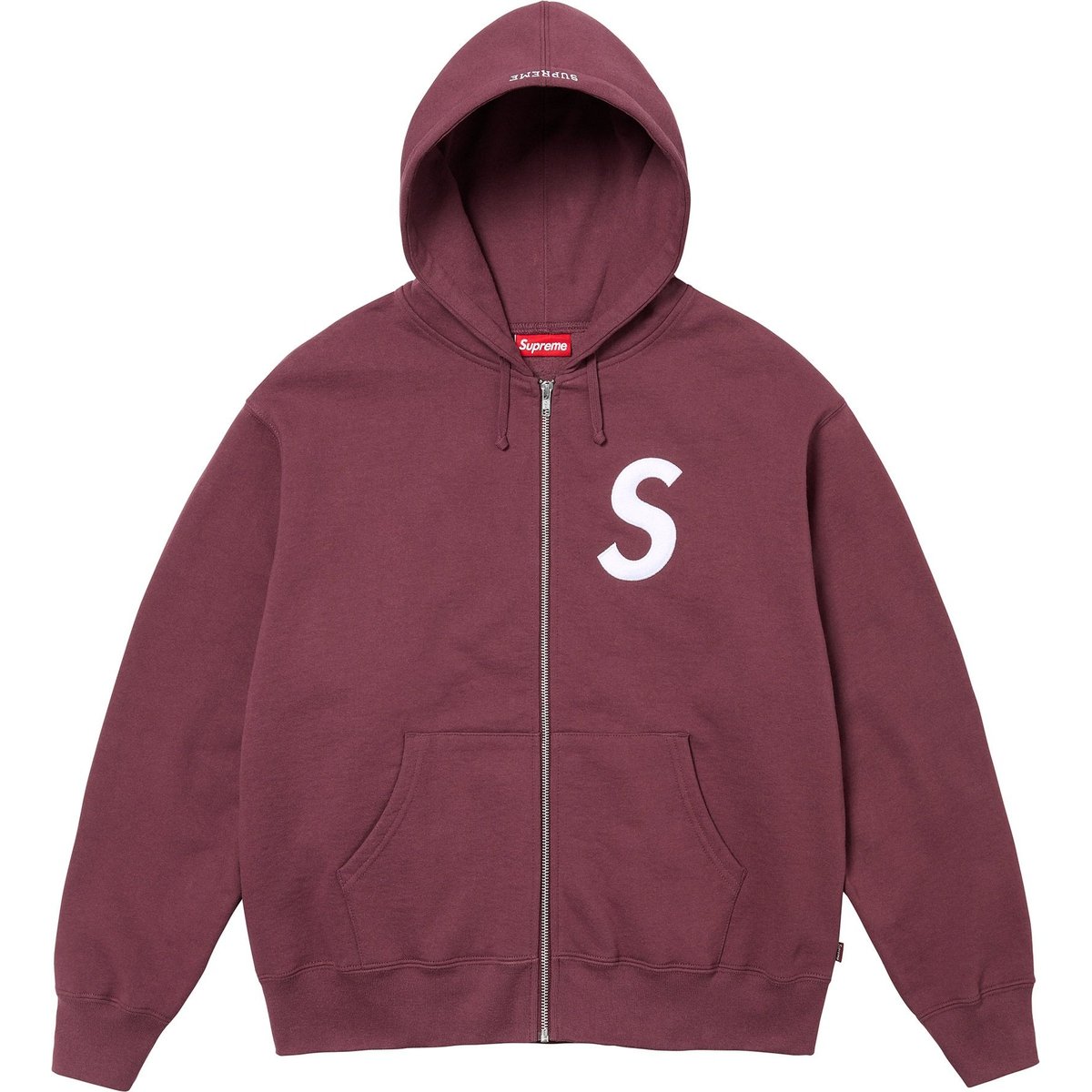 Supreme S Logo Zip Up Hooded Sweatshirt (FW24) - Maroon - $168