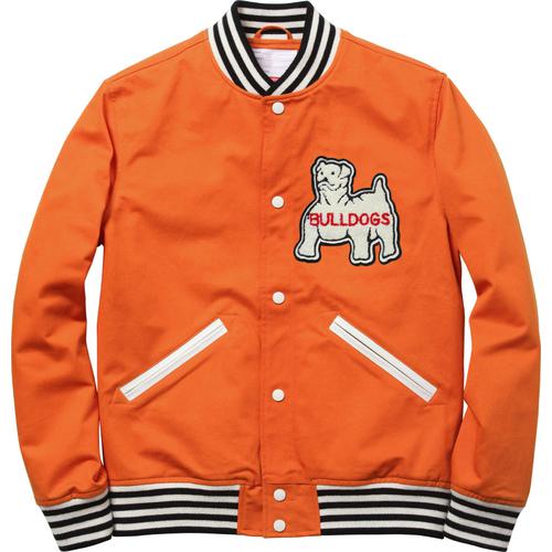 supreme bulldog varsity jacket