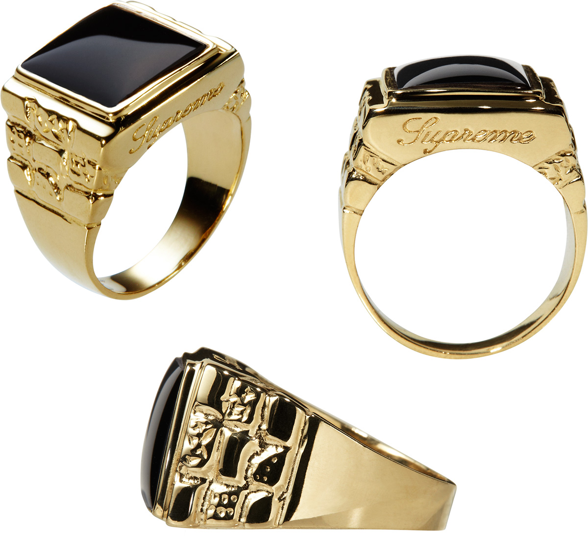 Men's Black Onyx Ring Diamond Accents 14K Yellow Gold | Kay