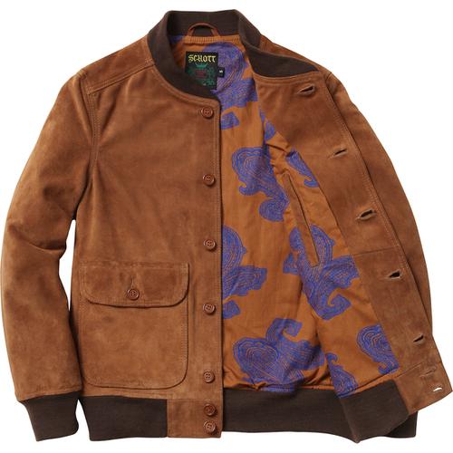 Details on Supreme Schott Suede Bomber Jacket None from spring summer 2014