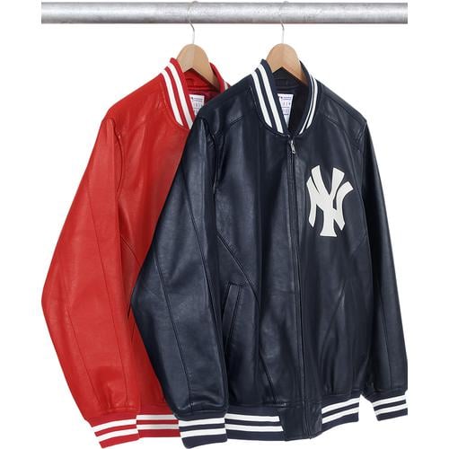 Supreme New York Yankees Kanji Leather Varsity Jacket RedSupreme