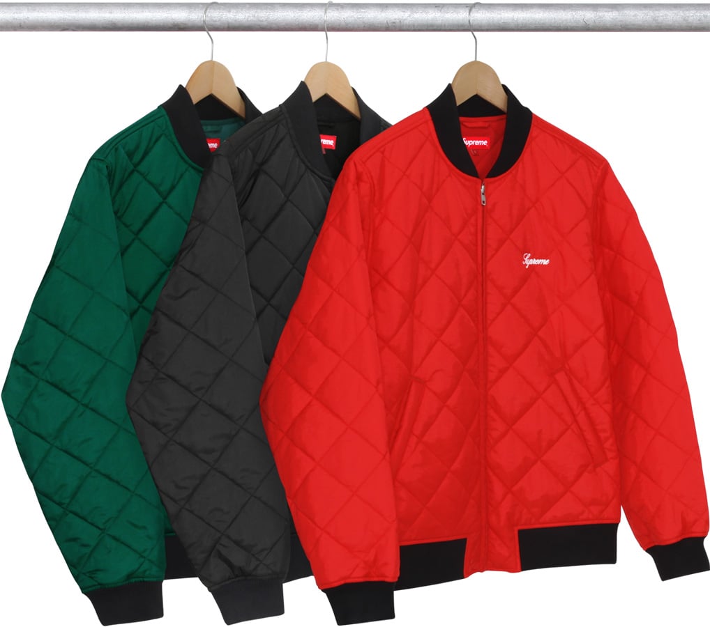 supreme sequin patch quilted bomber jacket