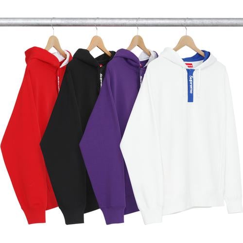 Supreme Contrast Placket Hooded Sweatshirt for spring summer 16 season