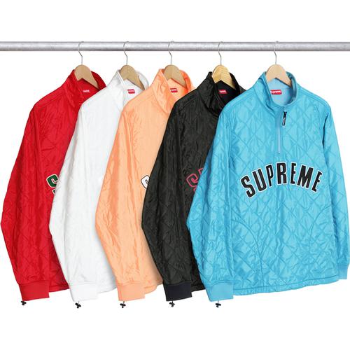 Supreme Arc Logo Quilted Half Zip Pullover releasing on Week 2 for spring summer 2017
