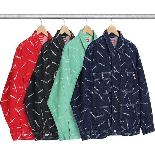 Supreme Denim Logo Chore Coat released during spring summer 17 season