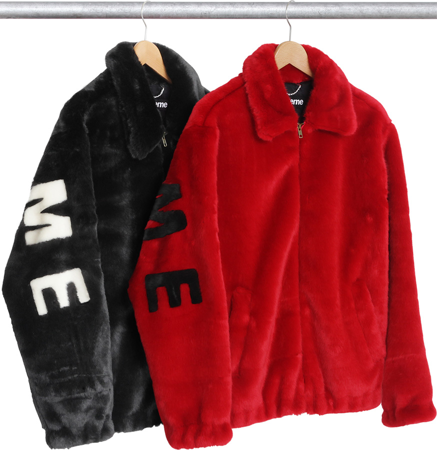 supreme faux fur bomber jacket red
