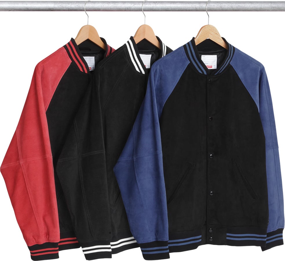 supreme suede varsity jacket