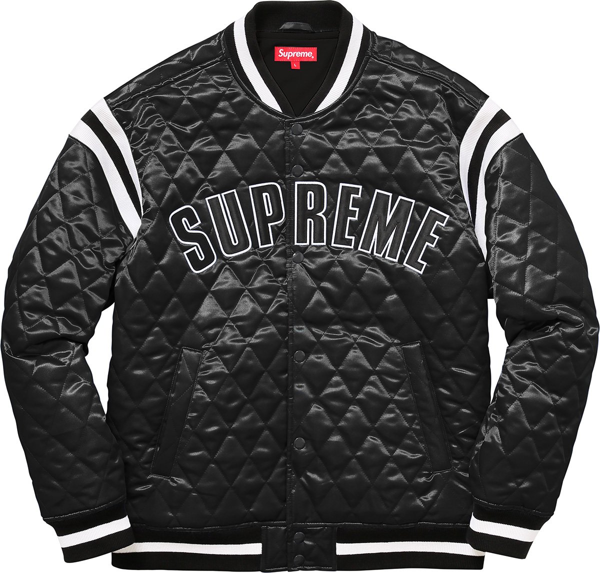 Details Supreme Quilted Satin Varsity Jacket - Supreme Community