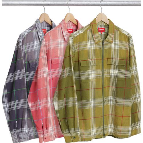 Supreme Faded Plaid Flannel Zip Up Shirt