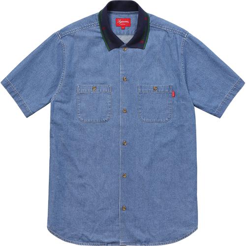 Details on Rib Collar S S Denim Shirt None from spring summer 2017 (Price is $128)
