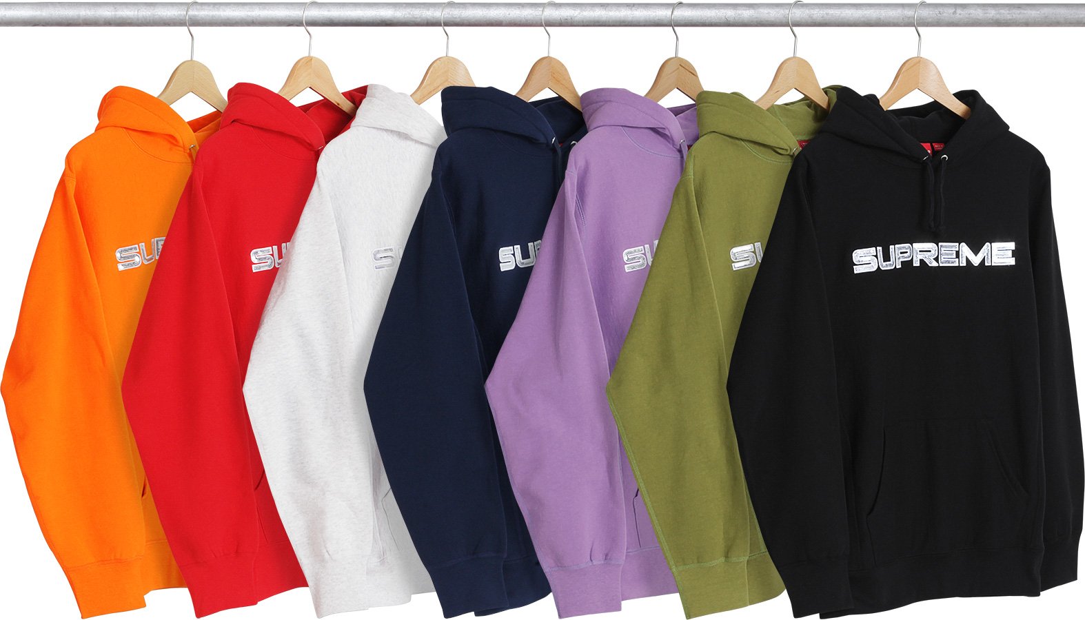 Supreme Sequin Logo Hooded Sweatshirt Dust Lavender Men's - SS17 - US