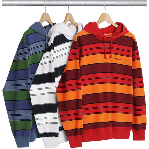 Supreme Striped Hooded Crewneck released during spring summer 17 season