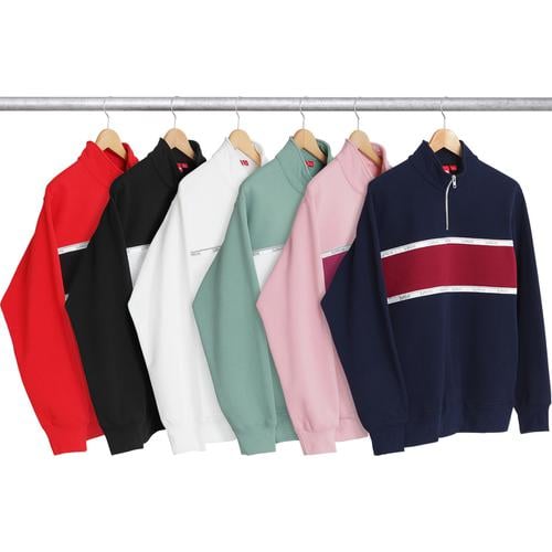 Supreme Logo Tape Stripe Half Zip Sweat released during spring summer 17 season