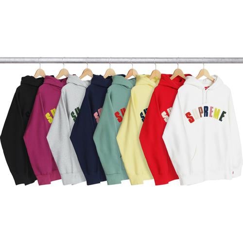 Supreme Chenille Arc Logo Hooded Sweatshirt released during spring summer 17 season